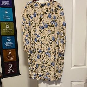 April Cornell Blue and Cream Floral Tunic